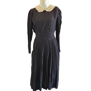Karin Stevens size 8 black vintage 80's peter pan collar Gothic academia librari